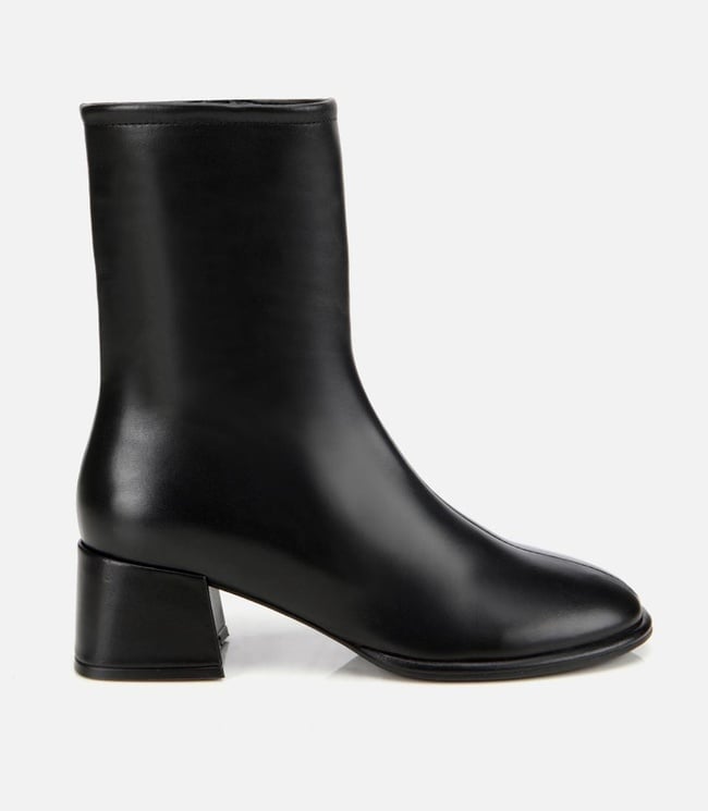  Kadın Deri Siyah Bilekte Topuklu Bot