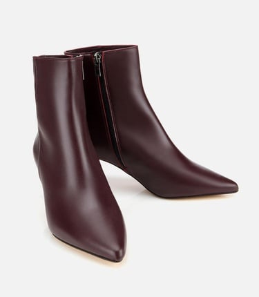  Kadın Deri Bordo Yarım Topuklu Bot