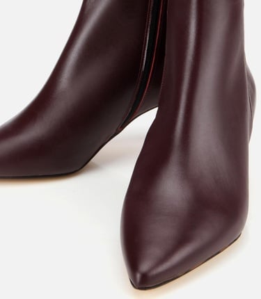  Kadın Deri Bordo Yarım Topuklu Bot