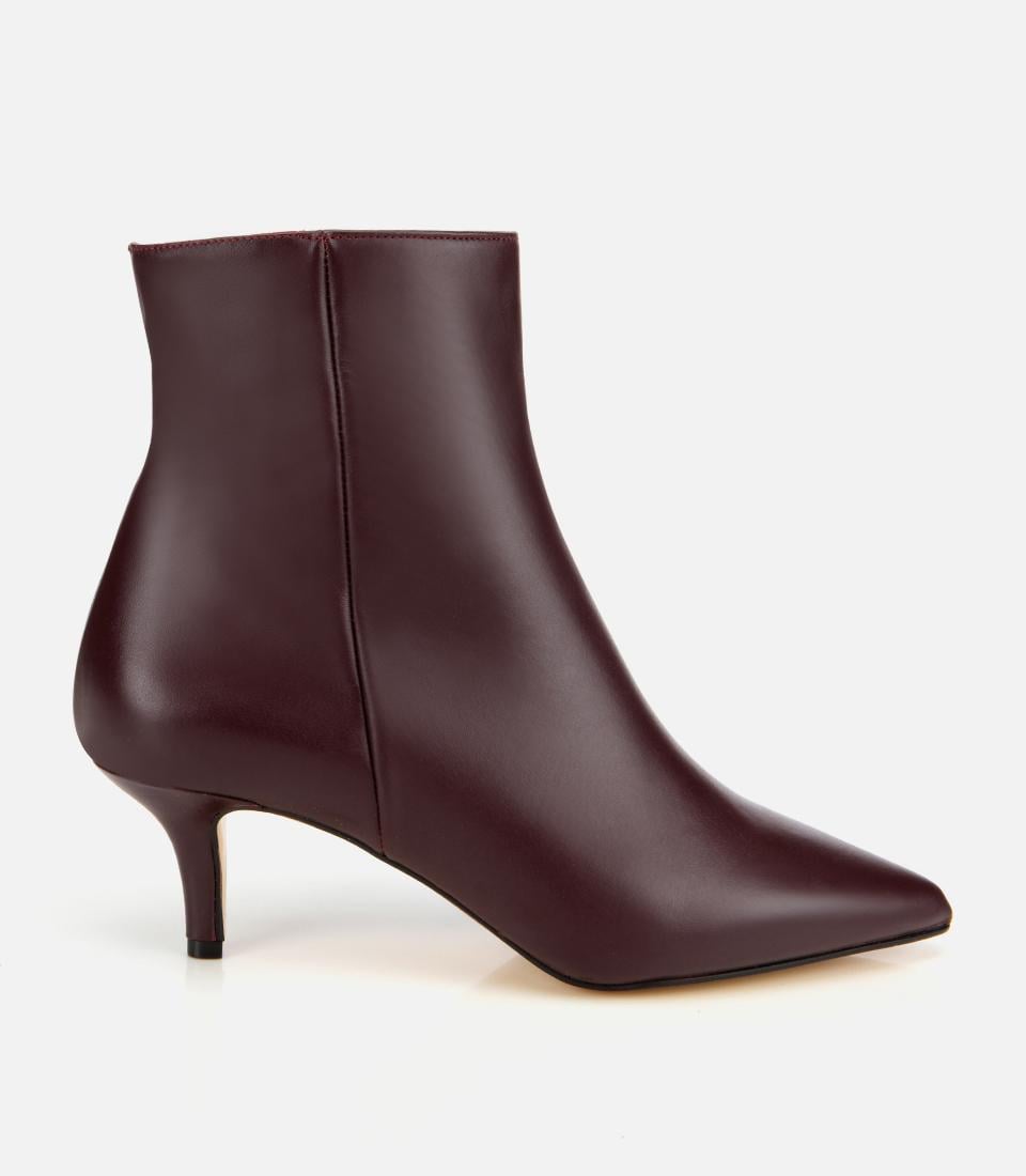  Kadın Deri Bordo Yarım Topuklu Bot