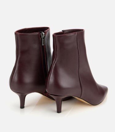  Kadın Deri Bordo Yarım Topuklu Bot
