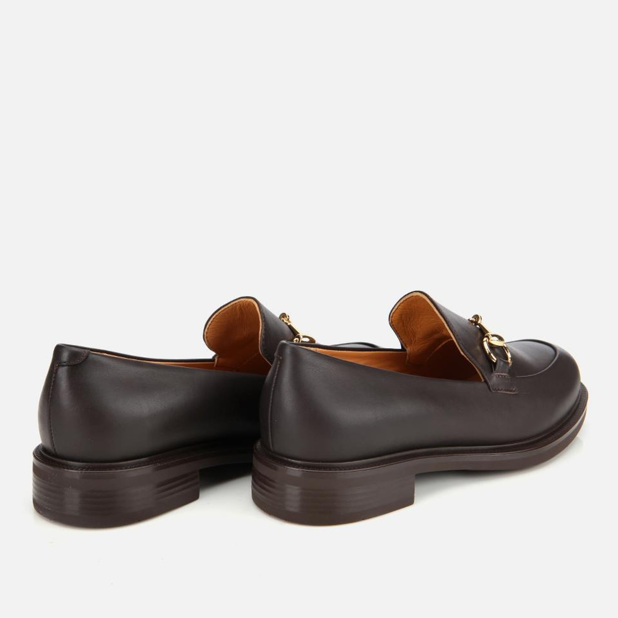 Kadın Deri Kahverengi Tokalı Klasik Loafer