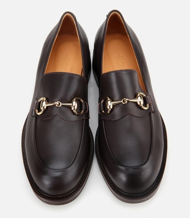  Kadın Deri Kahverengi Tokalı Klasik Loafer