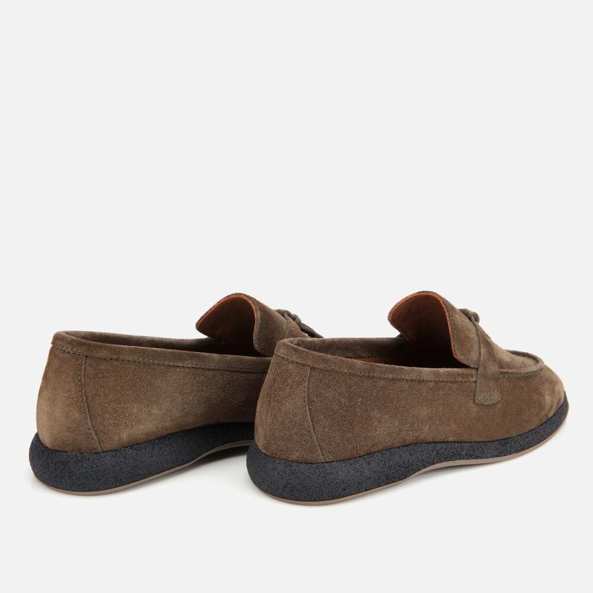 Kadın Süet Deri Haki Gold Aksesuarlı Klasik Loafer