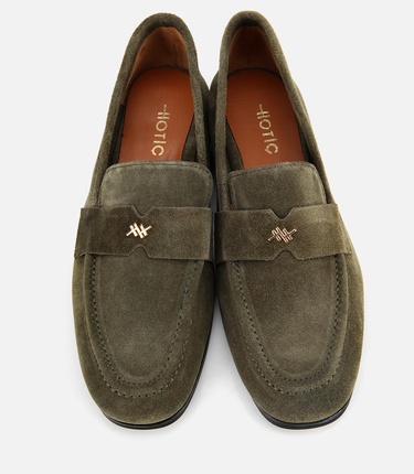  Kadın Süet Deri Haki Yumuşak Dokulu Klasik Loafer