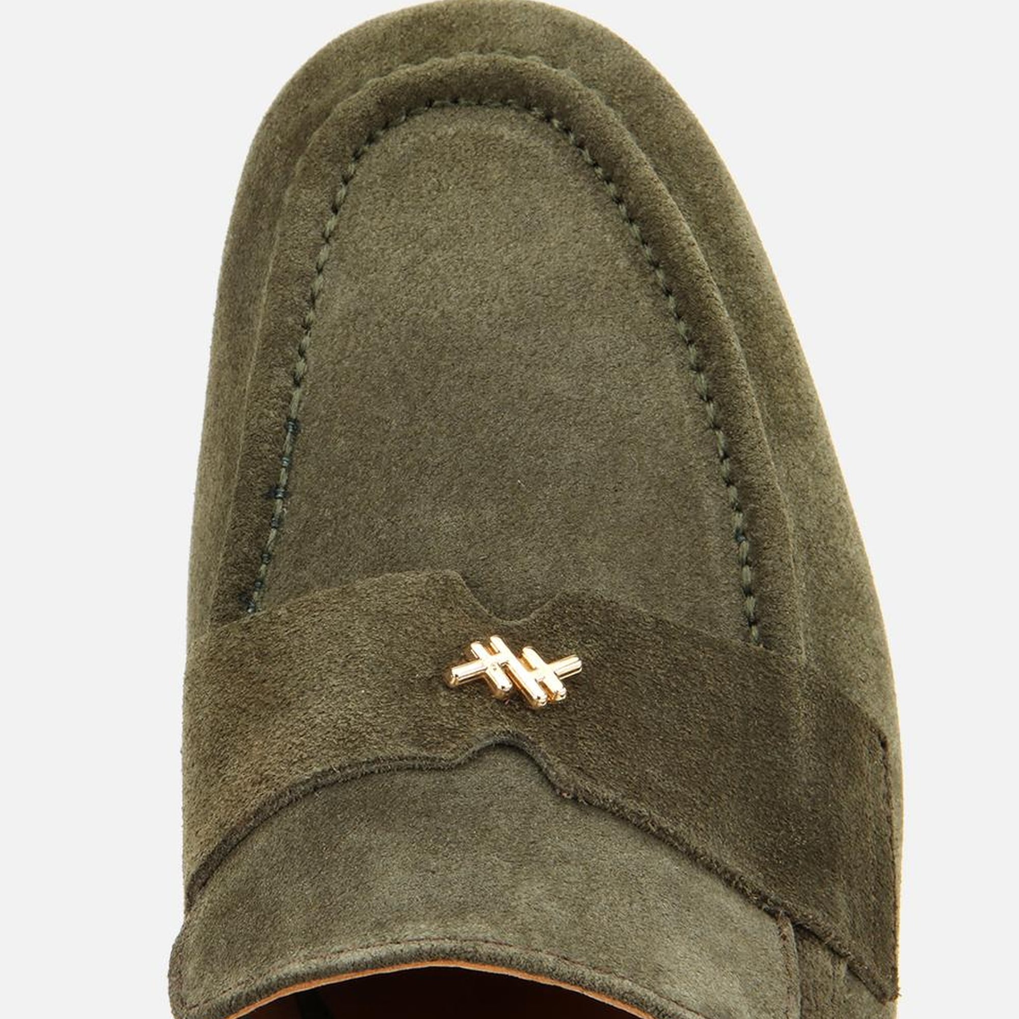 Kadın Süet Deri Haki Yumuşak Dokulu Klasik Loafer