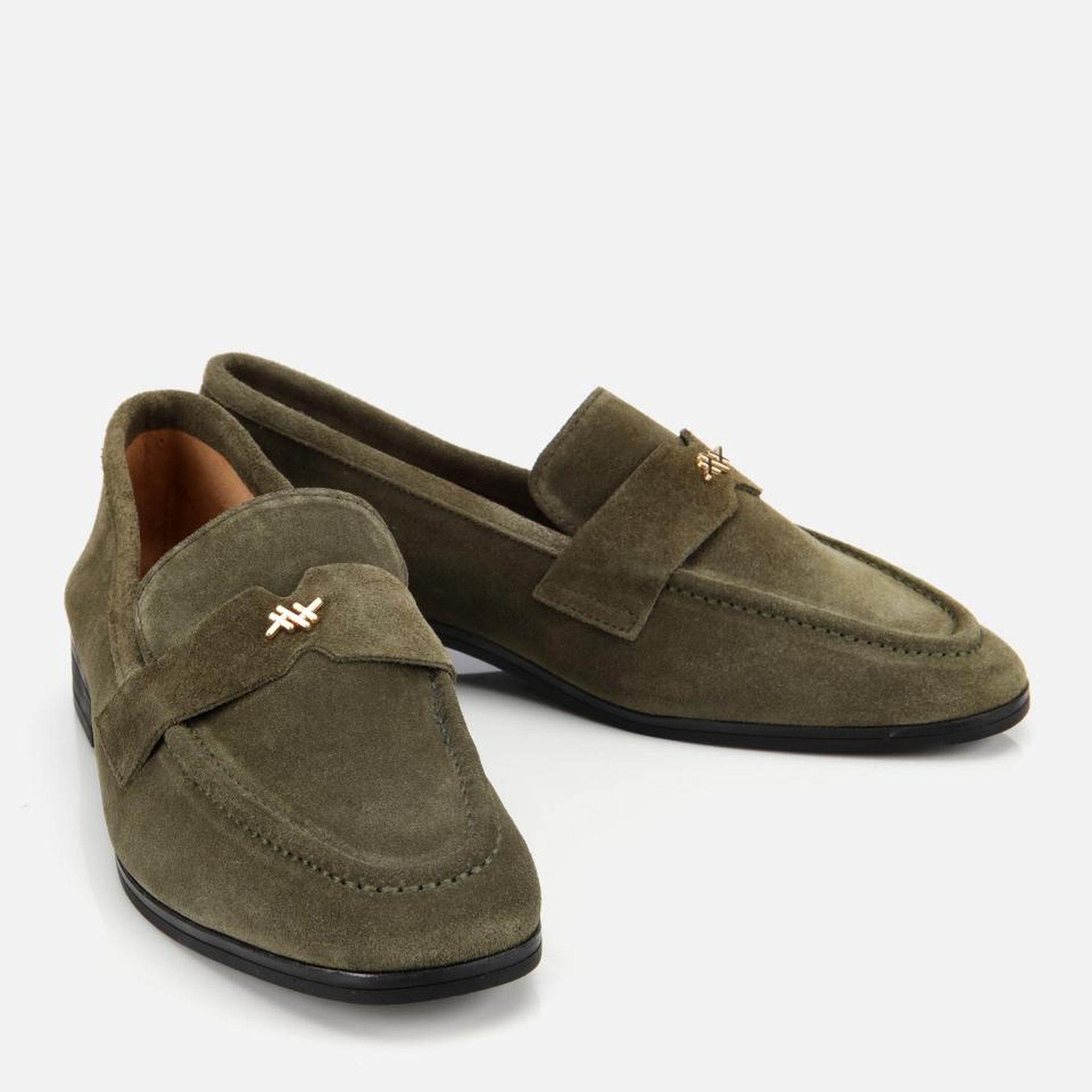 Kadın Süet Deri Haki Yumuşak Dokulu Klasik Loafer