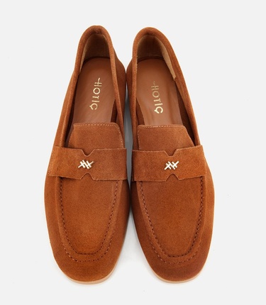  Kadın Süet Deri Taba Yumuşak Dokulu Klasik Loafer