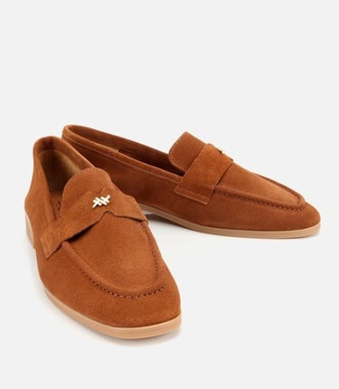  Kadın Süet Deri Taba Yumuşak Dokulu Klasik Loafer