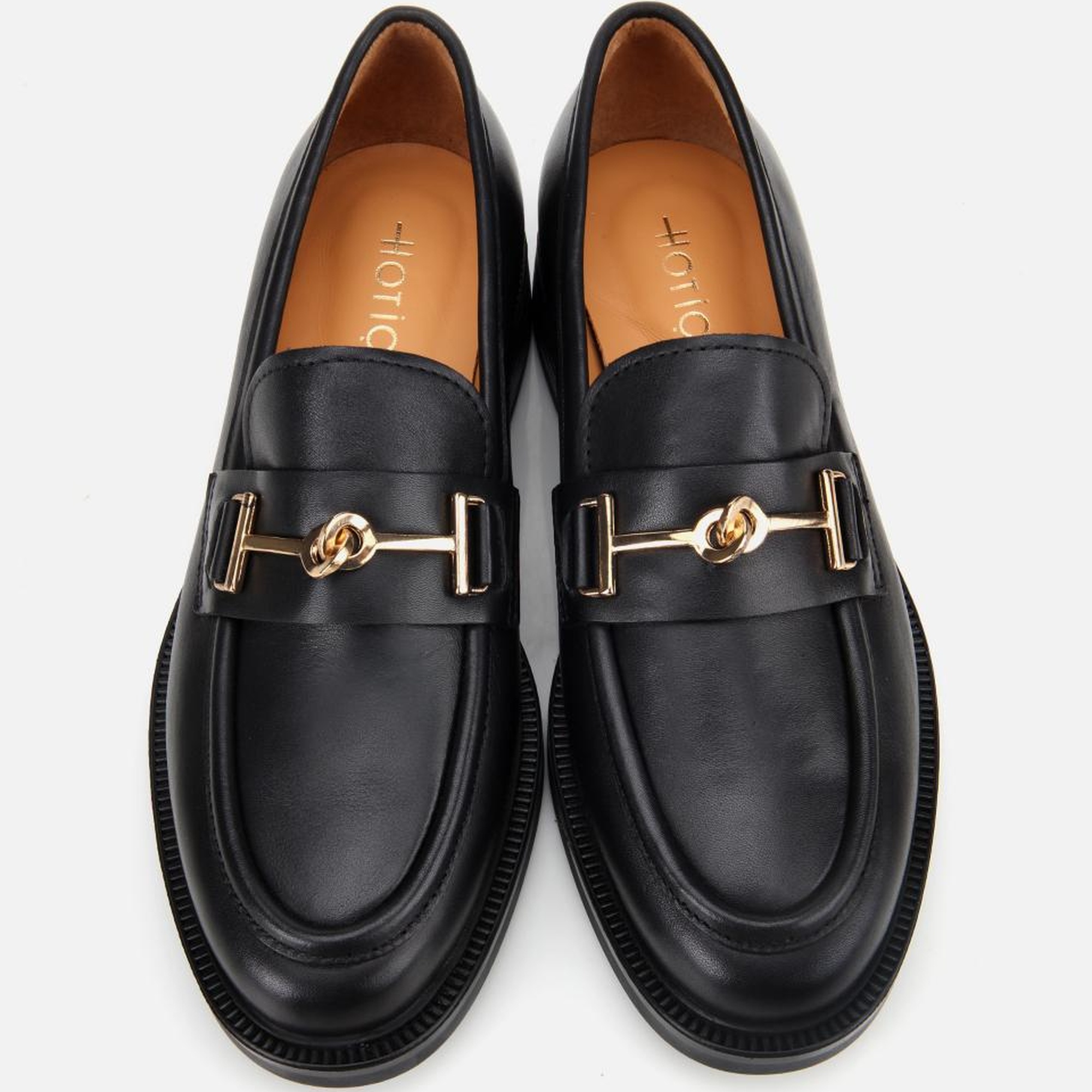 Kadın Deri Siyah Tokalı Klasik Loafer