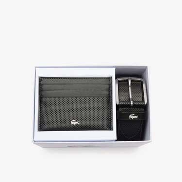  Lacoste Elegance Erkek Deri 2'li Siyah Hediye Seti