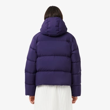  Lacoste Kadın Relaxed Fit Kapüşonlu Mor Şişme Mont