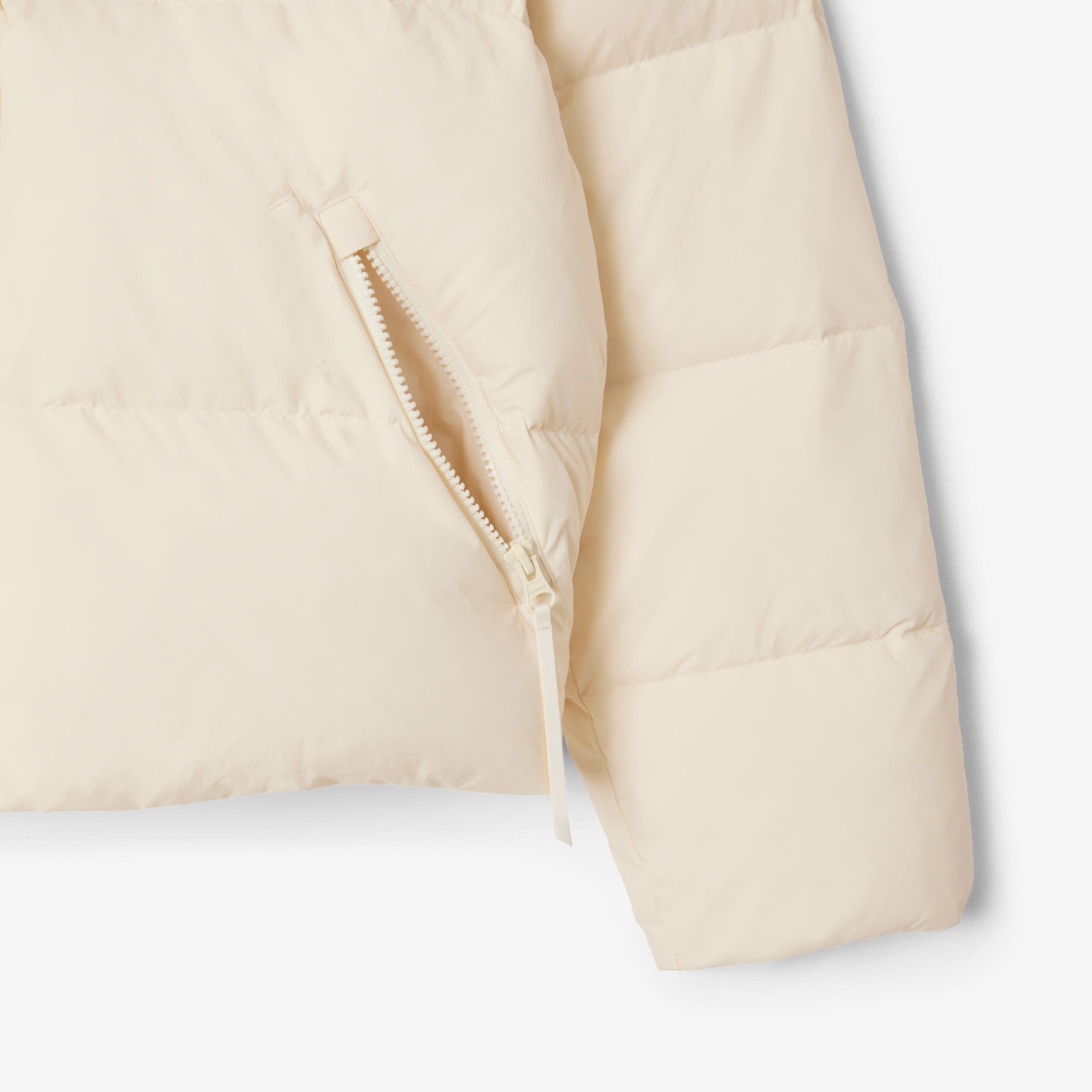 Lacoste Kadın Relaxed Fit Kapüşonlu Krem Şişme Mont