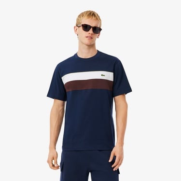  Lacoste Erkek Classic Fit Bisiklet Yaka Renk Bloklu Lacivert T-Shirt