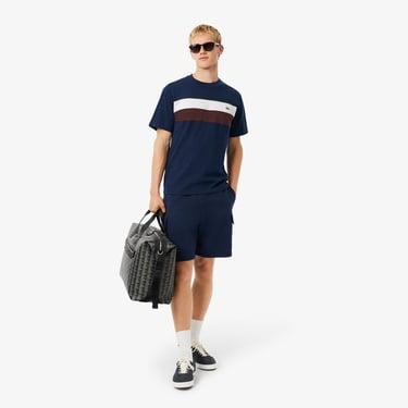  Lacoste Erkek Classic Fit Bisiklet Yaka Renk Bloklu Lacivert T-Shirt