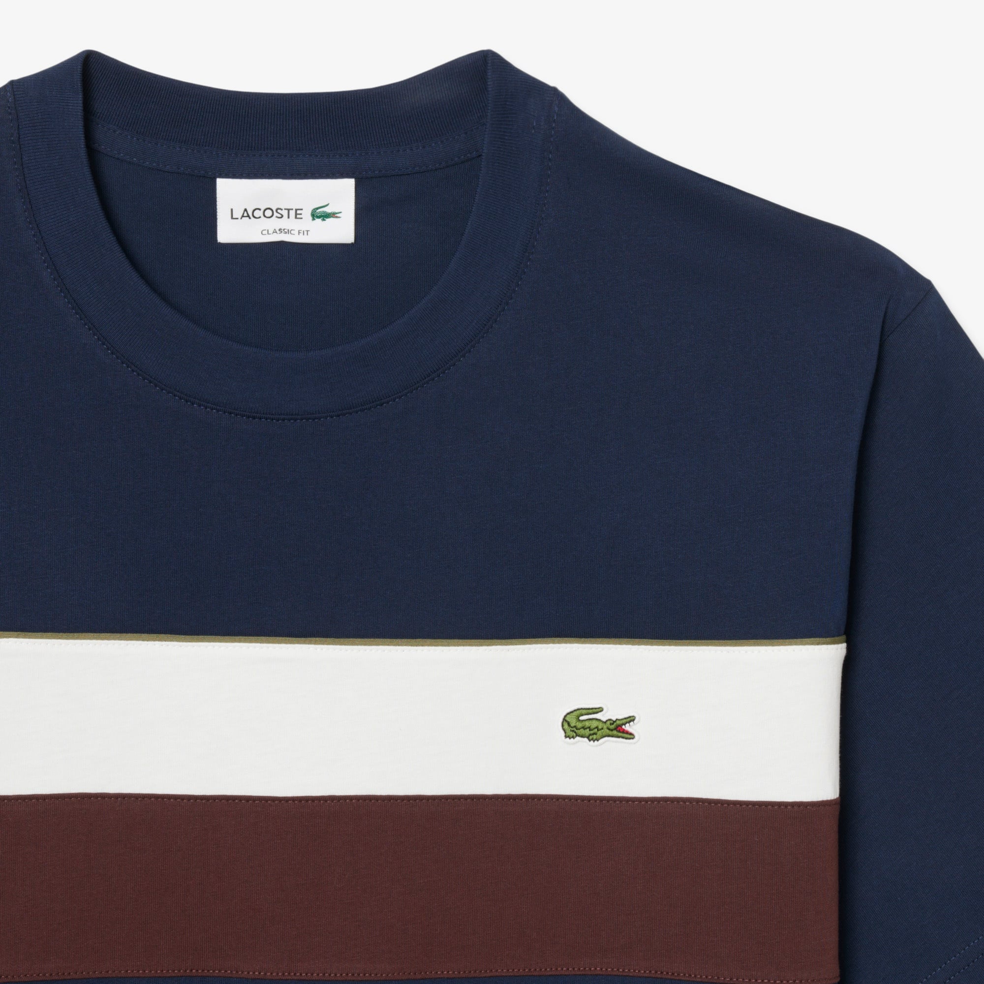 Lacoste Erkek Classic Fit Bisiklet Yaka Renk Bloklu Lacivert T-Shirt