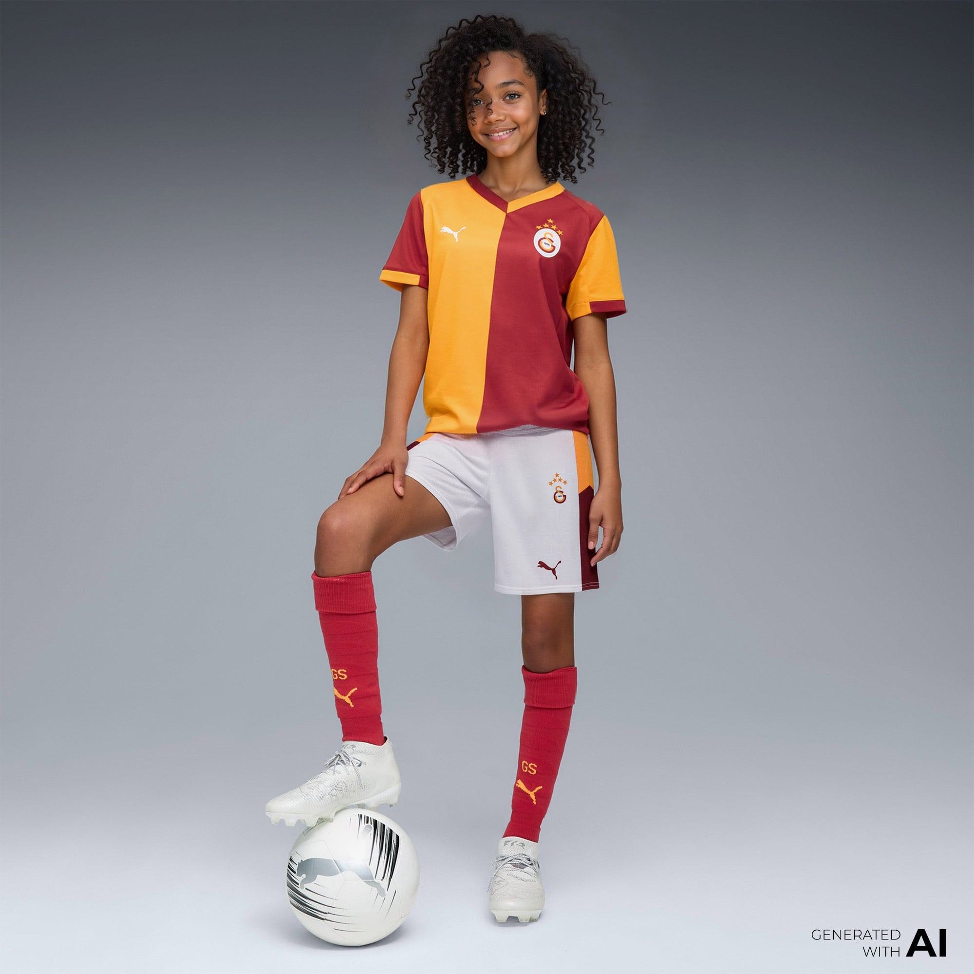 Puma Galatasaray S.K. 25-26 Çocuk Beyaz Deplasman Futbol Şortu