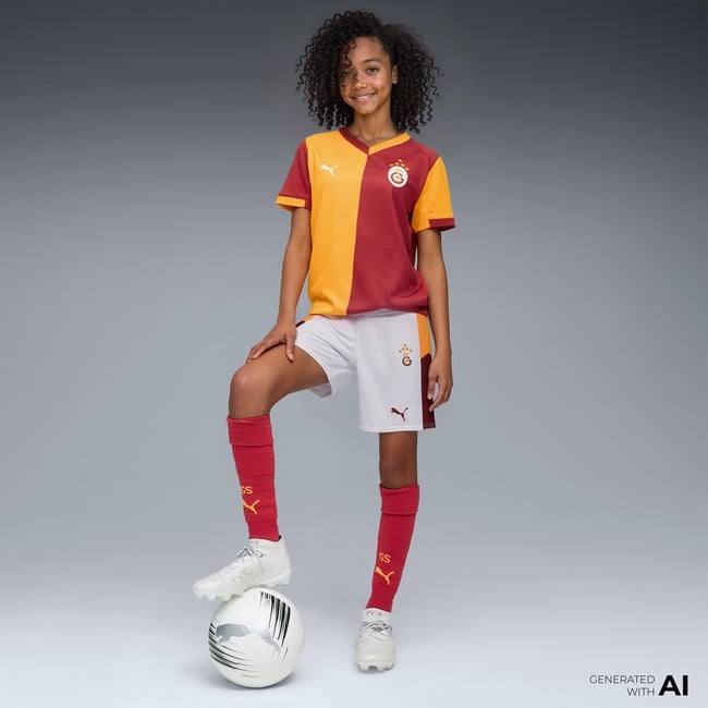  Puma Galatasaray S.K. 25-26 Çocuk Beyaz Deplasman Futbol Şortu
