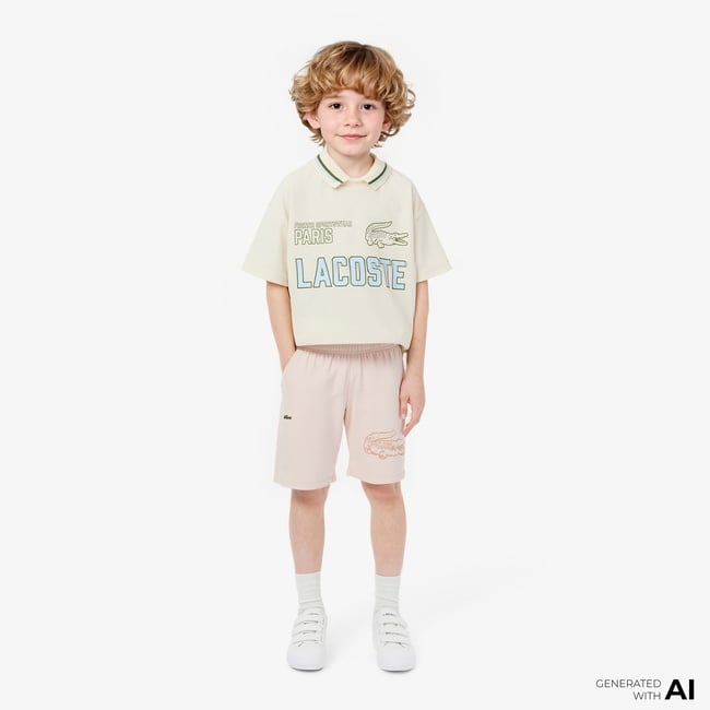  Lacoste Erkek Çocuk Baskılı Açık Pembe Şort