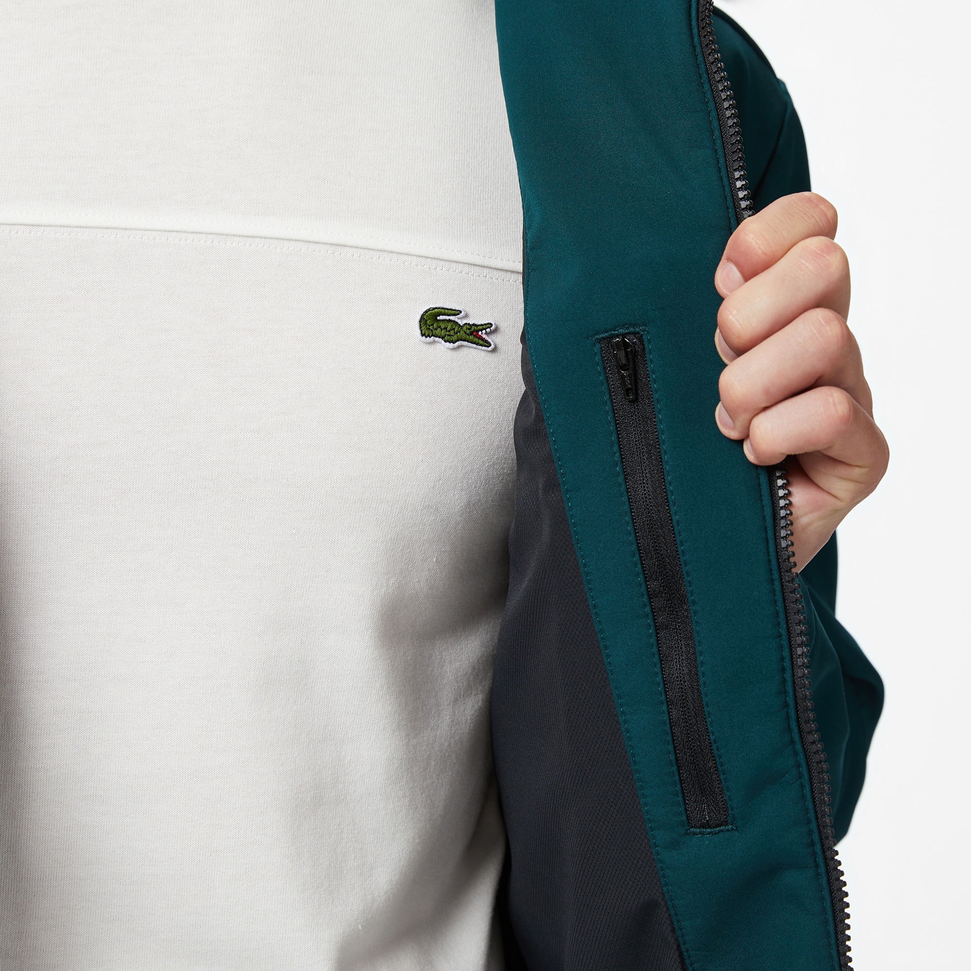 Lacoste Erkek Kapüşonlu Koyu Yeşil Yağmurluk