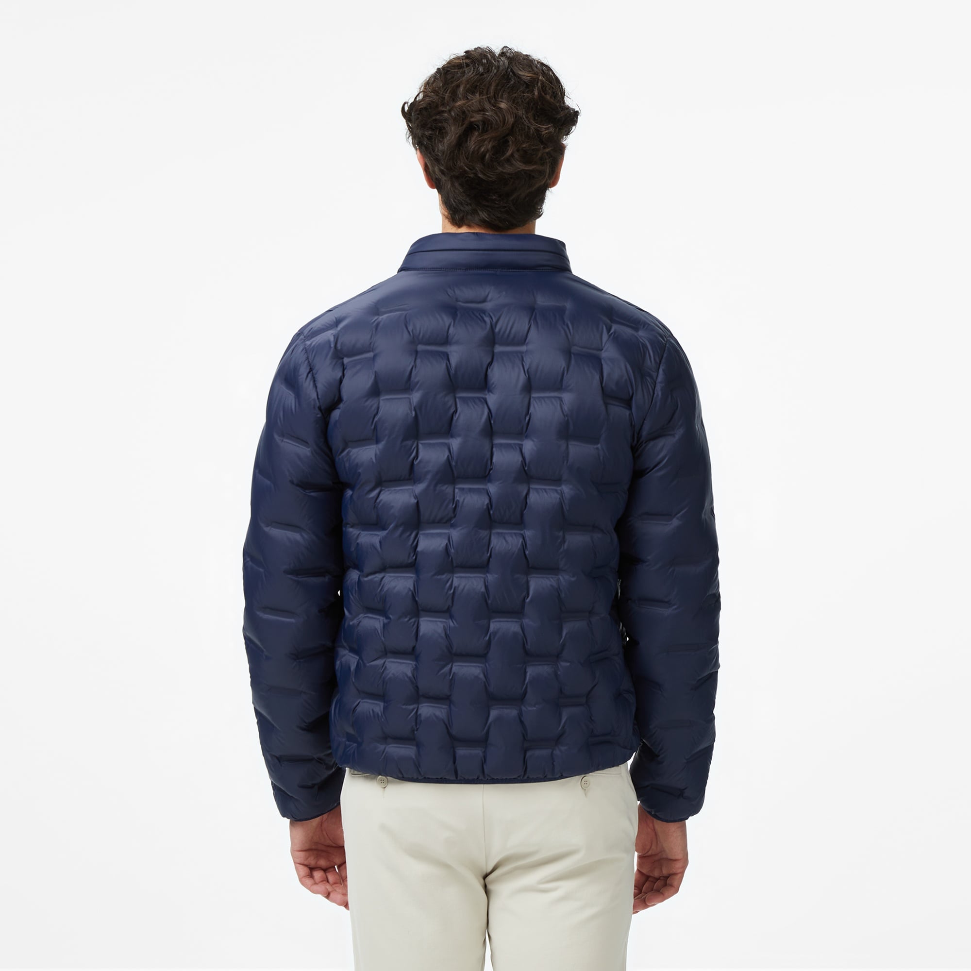 Lacoste Erkek Dik Yaka Kapitone Lacivert Mont