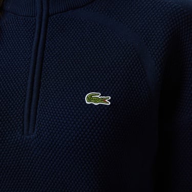  Lacoste Kadın Relaxed Fit Yarım Fermuarlı Lacivert Kazak