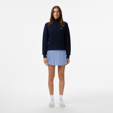  Lacoste Kadın Relaxed Fit Yarım Fermuarlı Lacivert Kazak