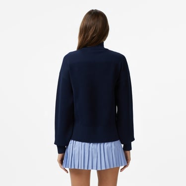  Lacoste Kadın Relaxed Fit Yarım Fermuarlı Lacivert Kazak