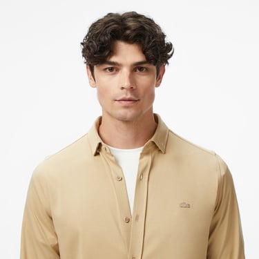  Lacoste Erkek Slim Fit Bej Gömlek