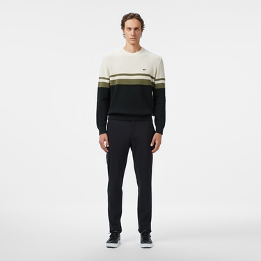  Lacoste Erkek Classic Fit Bisiklet Yaka Renk Bloklu Siyah Kazak