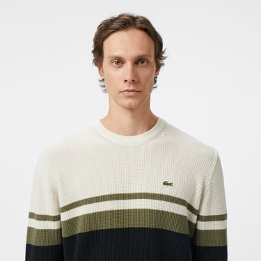  Lacoste Erkek Classic Fit Bisiklet Yaka Renk Bloklu Siyah Kazak
