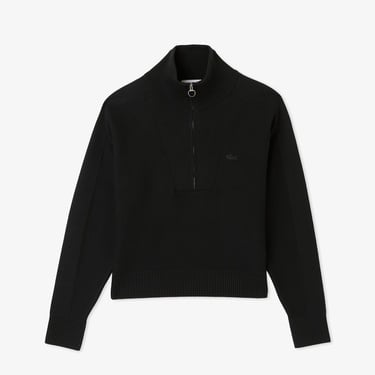  Lacoste Kadın Classic Fit Yarım Fermuarlı Siyah Kazak