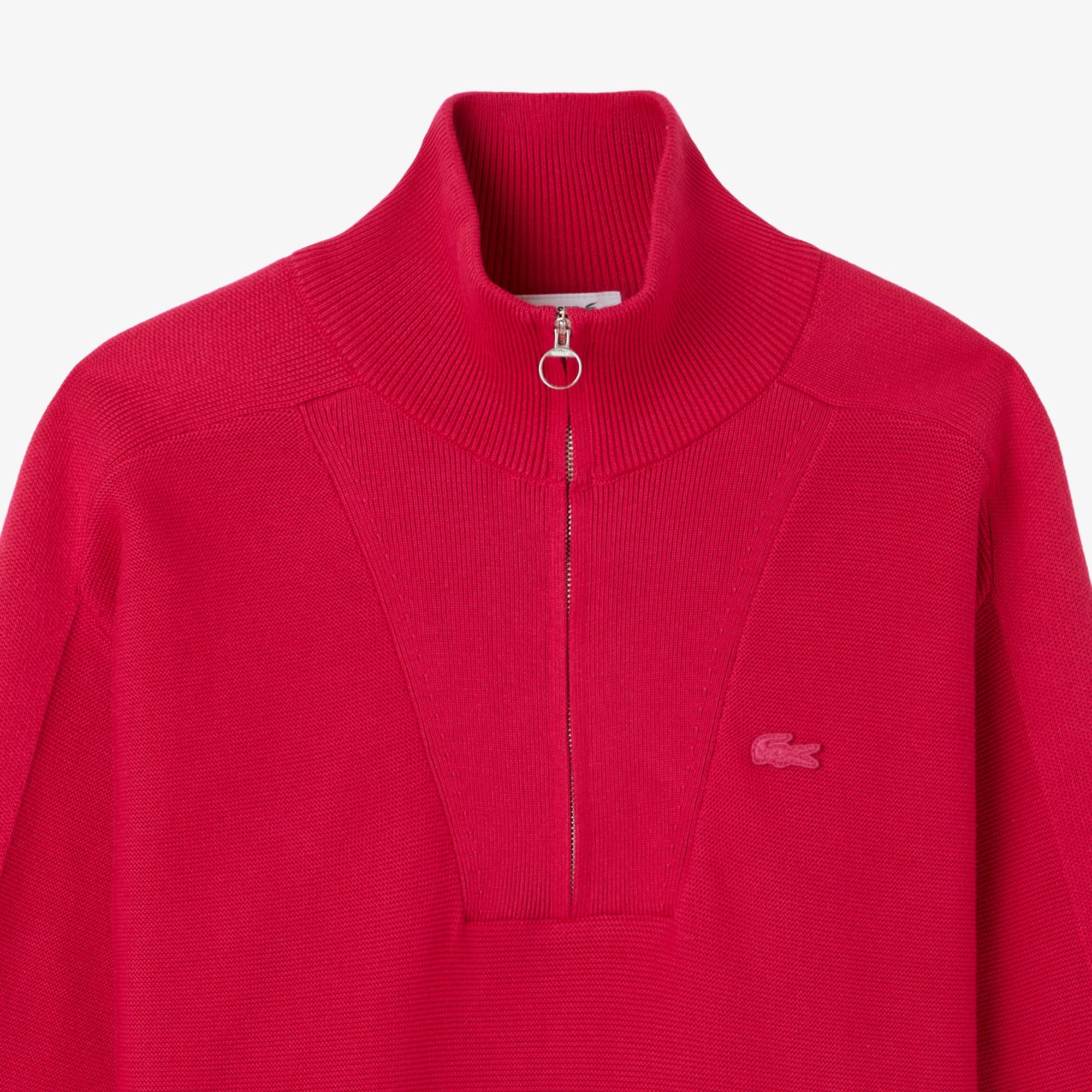 Lacoste Kadın Classic Fit Yarım Fermuarlı Kırmızı Kazak