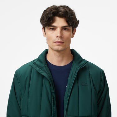  Lacoste Erkek Dik Yaka Koyu Yeşil Mont