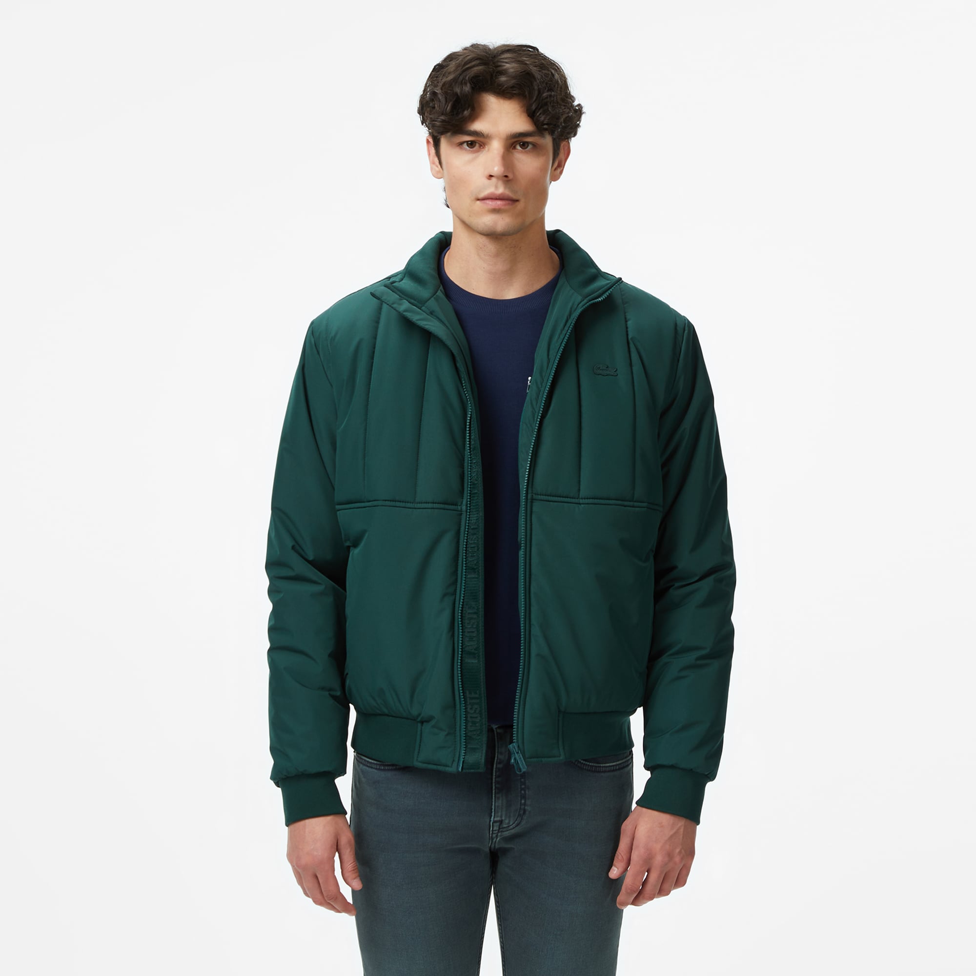  Lacoste Erkek Dik Yaka Koyu Yeşil Mont