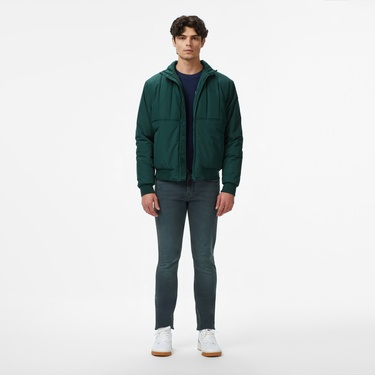  Lacoste Erkek Dik Yaka Koyu Yeşil Mont
