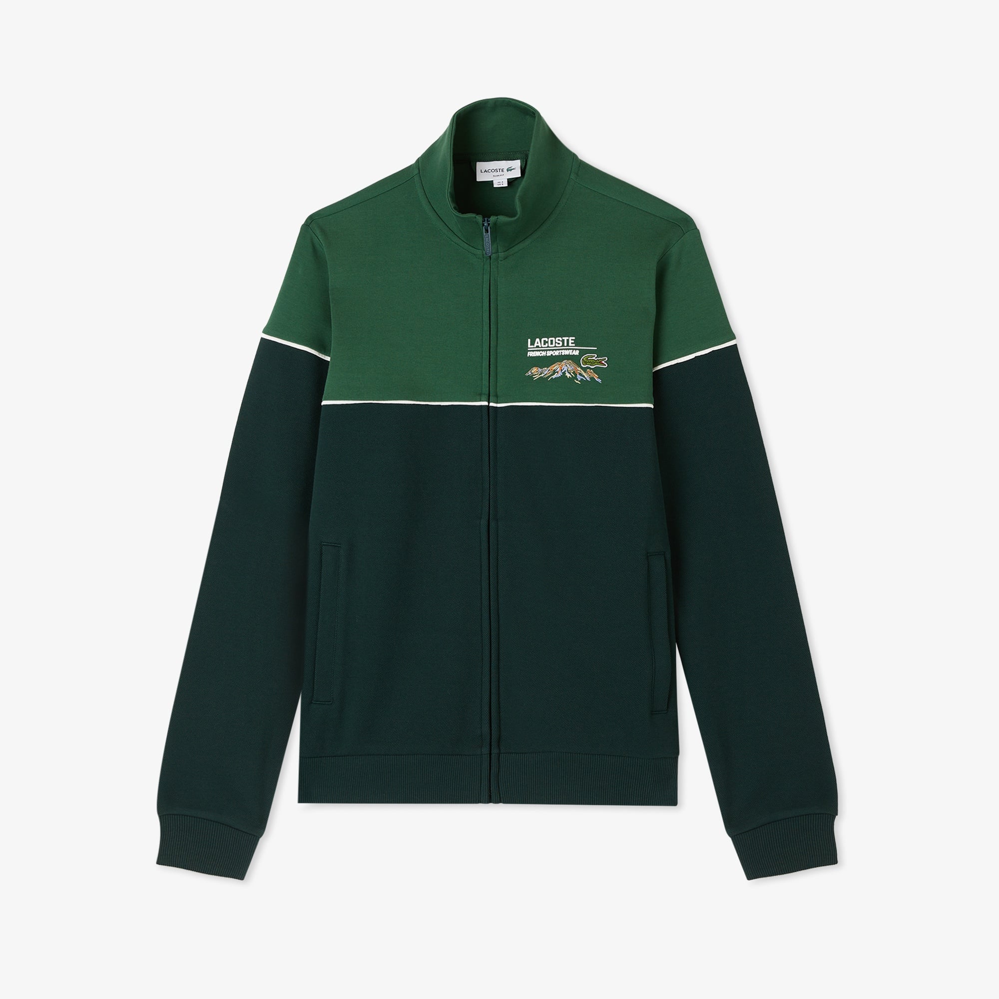 Lacoste Erkek Slim Fit Fermuarlı Renk Bloklu Yeşil Sweatshirt