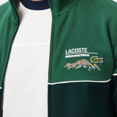 Lacoste Erkek Slim Fit Fermuarlı Renk Bloklu Yeşil Sweatshirt