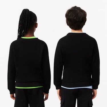  Lacoste Çocuk Bisiklet Yaka Siyah Sweatshirt