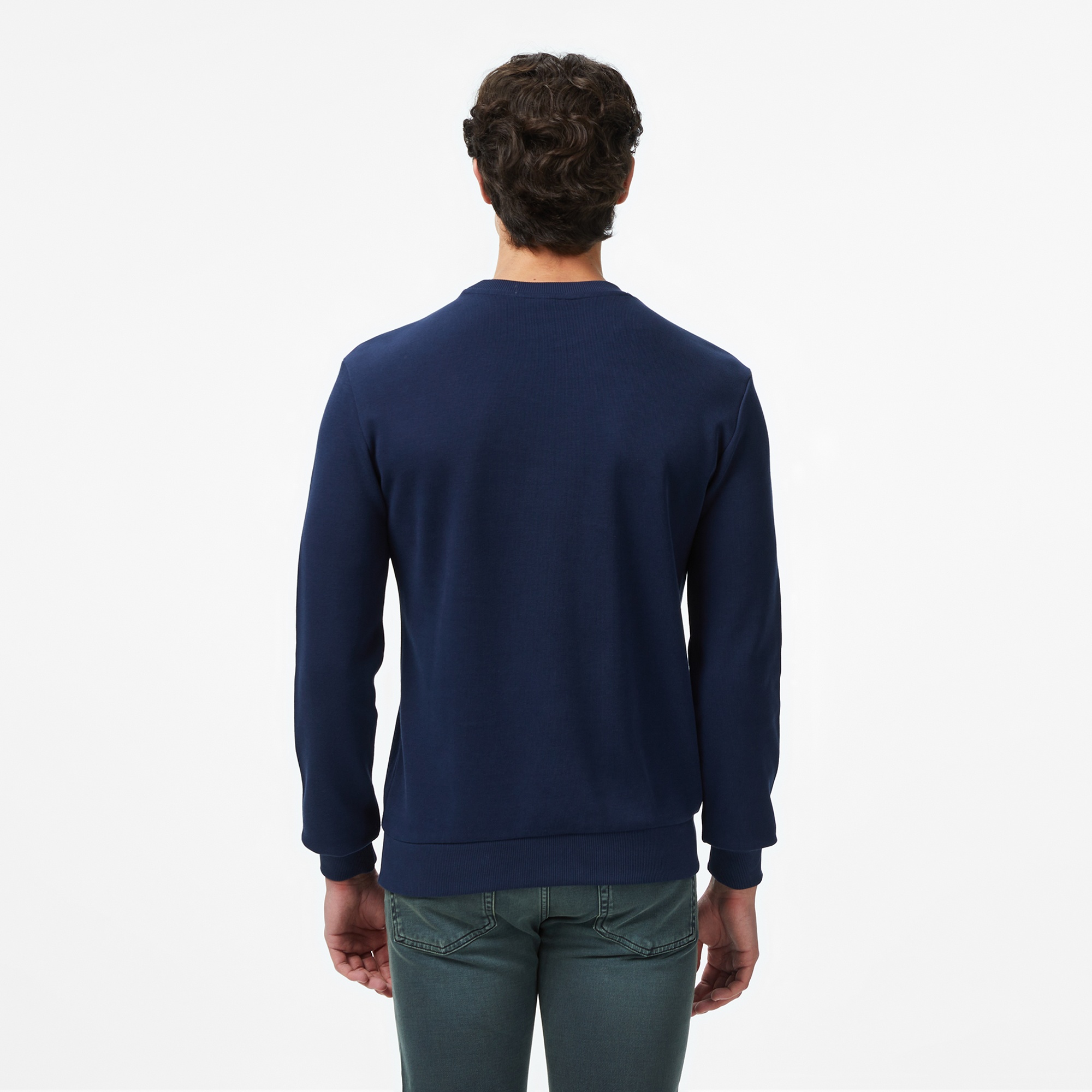 Erkek Regular Fit Uzun Kollu Bisiklet Yaka Lacivert T-Shirt