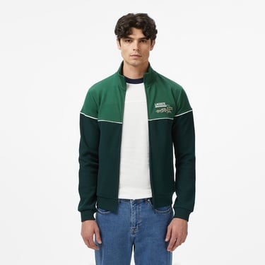  Lacoste Erkek Slim Fit Fermuarlı Renk Bloklu Yeşil Sweatshirt