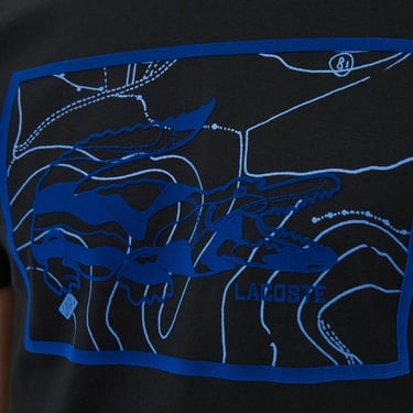  Lacoste Erkek Regular Fit Bisiklet Yaka Baskılı Siyah T-Shirt