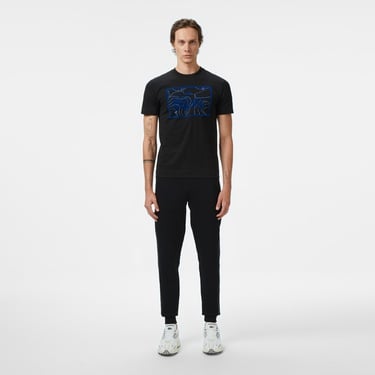  Lacoste Erkek Regular Fit Bisiklet Yaka Baskılı Siyah T-Shirt