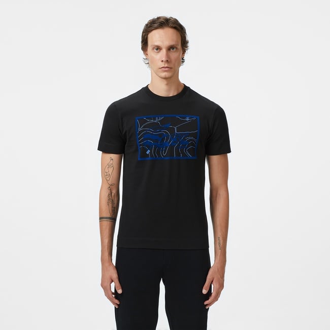  Lacoste Erkek Regular Fit Bisiklet Yaka Baskılı Siyah T-Shirt