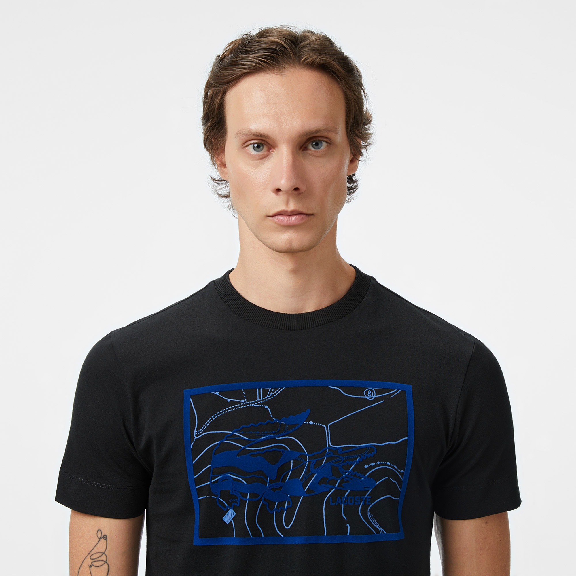 Erkek Regular Fit Bisiklet Yaka Baskılı Siyah T-Shirt