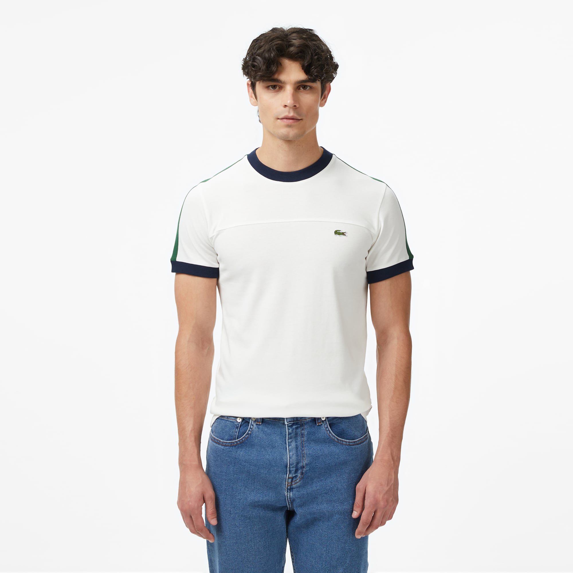  Lacoste Erkek Regular Fit Bisiklet Yaka Beyaz T-Shirt
