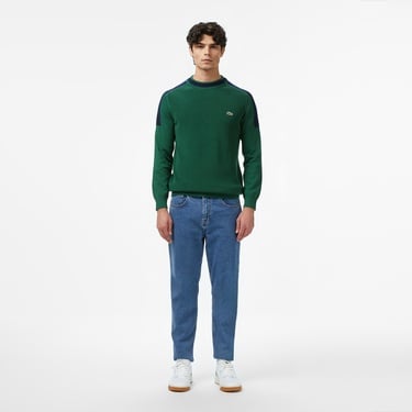  Lacoste Erkek Classic Fit Bisiklet Yaka Renk Bloklu Yeşil Kazak