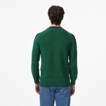  Lacoste Erkek Classic Fit Bisiklet Yaka Renk Bloklu Yeşil Kazak