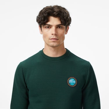  Lacoste Erkek Uzun Kollu Bisiklet Yaka Yeşil T-Shirt