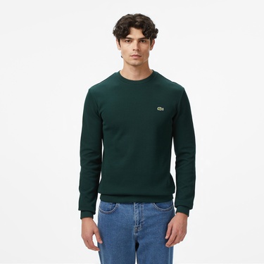  Lacoste Erkek Regular Fit Uzun Kollu Bisiklet Yaka Koyu Yeşil T-Shirt